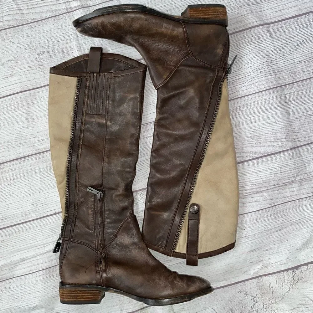 Sam Edelman Patrice women 6 side zip boots brown & tan